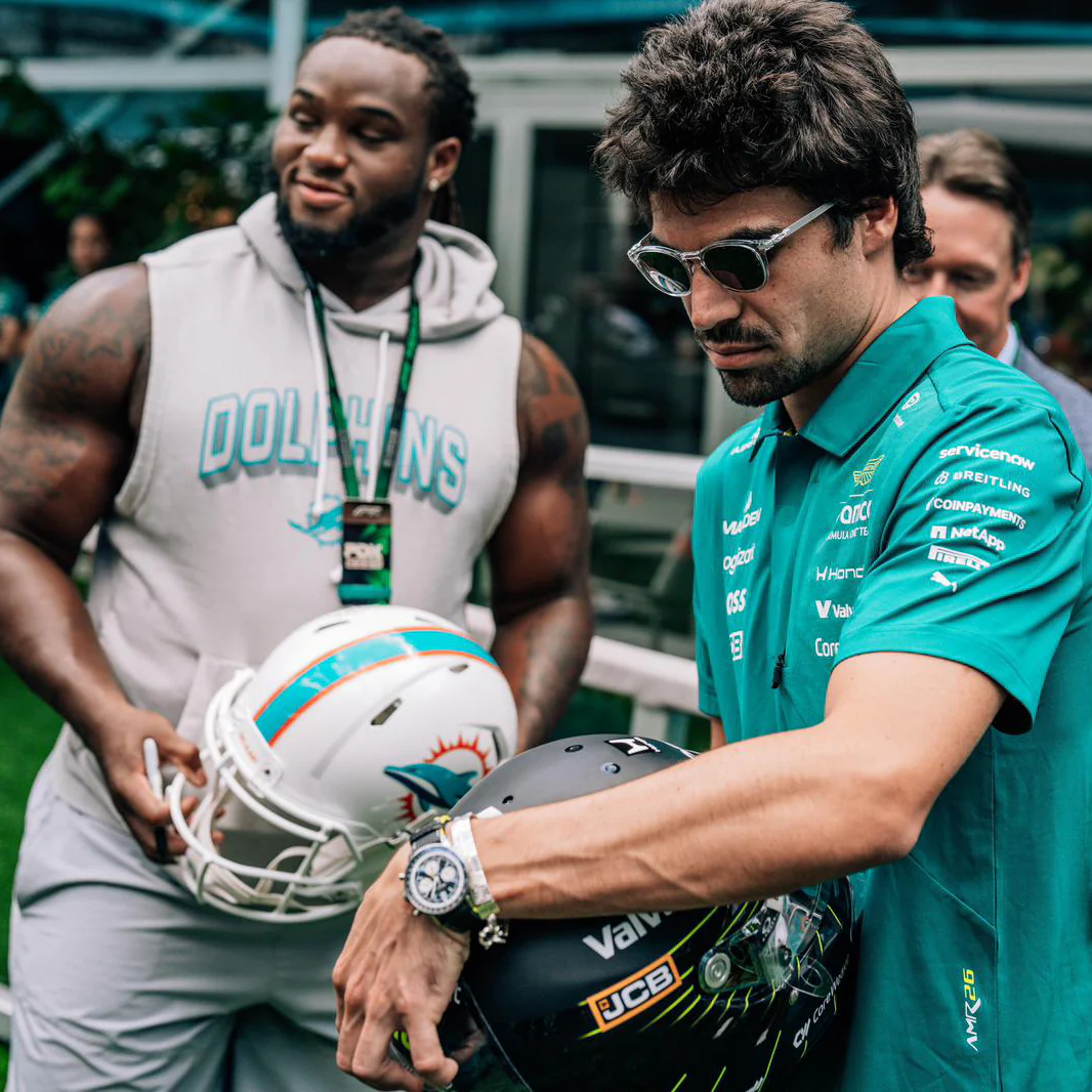 Aston Martin Aramco Formula One™ Team x Miami Dolphins - Lance Stroll Signed Helmet and Jordan Phillips Signed Football Helmet, presented by Atlas Air Worldwide - Image 4