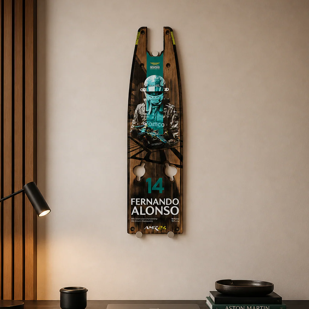 Fernando Alonso 2024 Aston Martin Aramco F1® Team Skid Block Plank Wall Art - Image 2