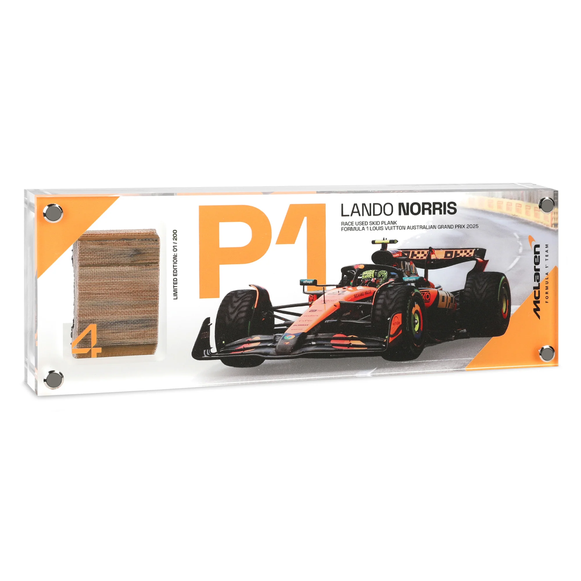 Lando Norris 2025 Australian Grand Prix Winning McLaren Skid Plank – Race-Used – Limited Edition of 200