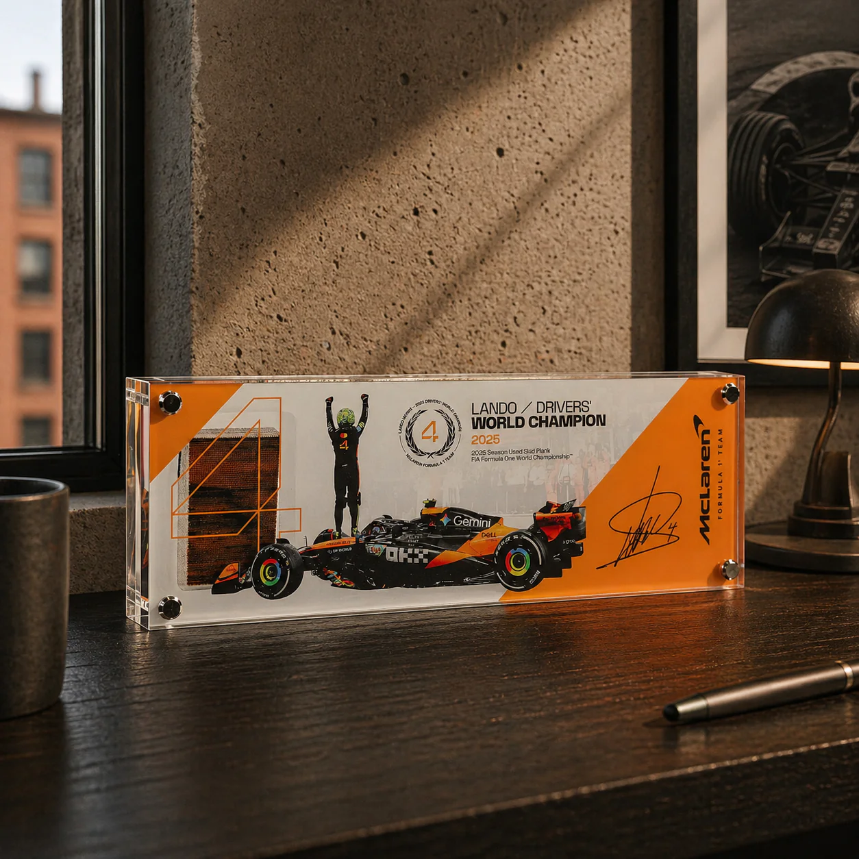 Lando Norris 2025 Grand Prix Used McLaren Skid Plank Piece in Acrylic - Championship Edition - Image 2